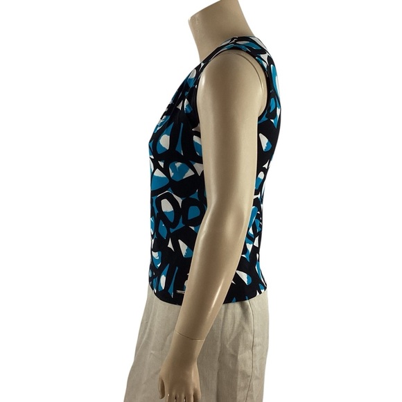 Calvin Klein Sleeveless Blouse Abstract Print Blue Multicolor Size L - Picture 4 of 7